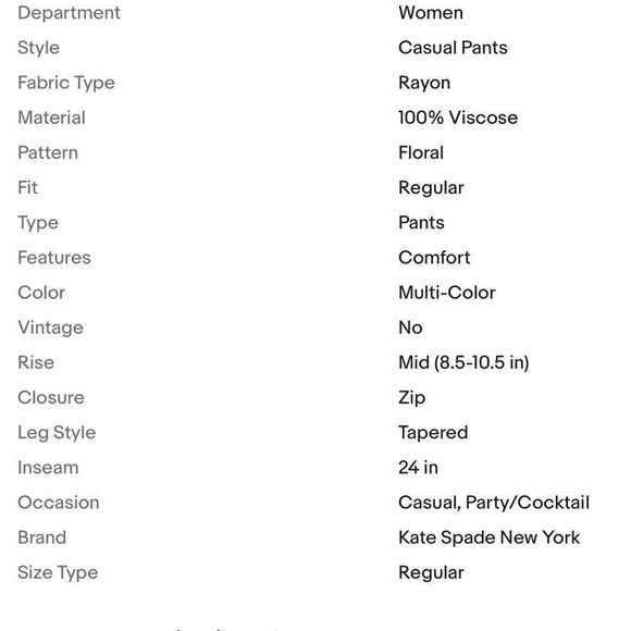 Kate Spade Sz 6 floral pants - Picture 10 of 10